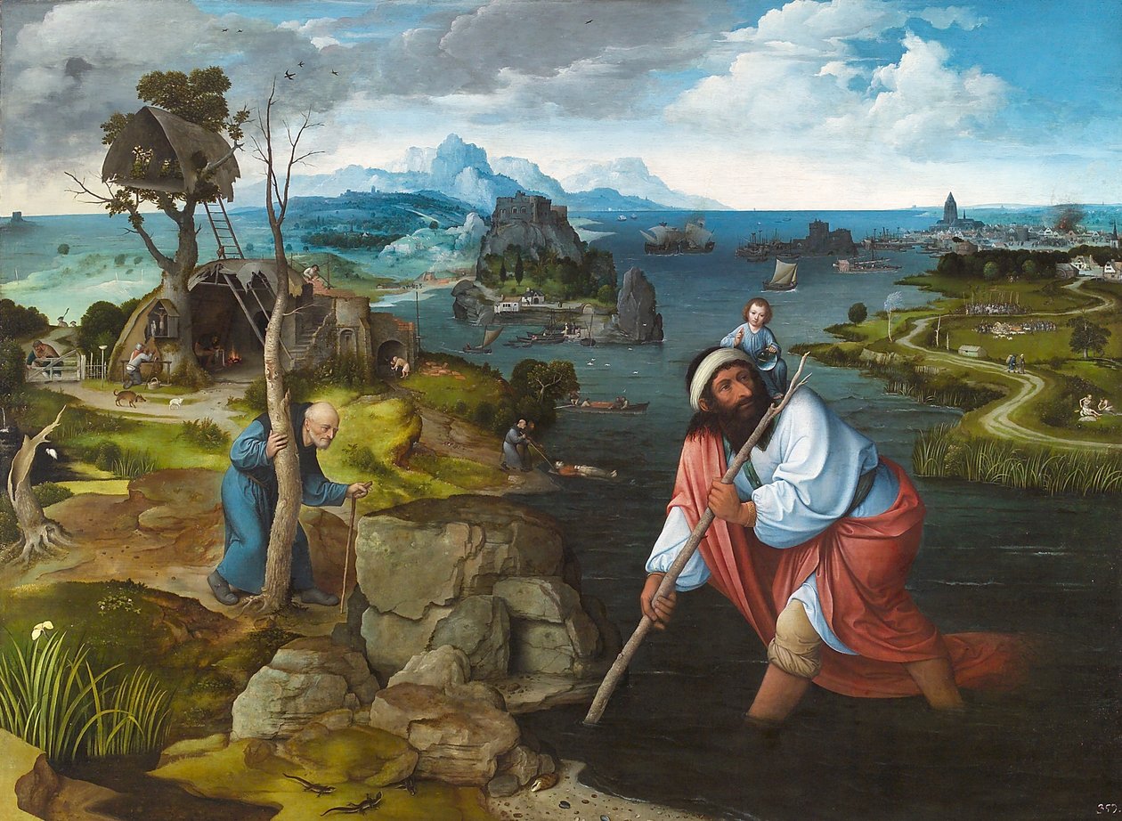 Táj Szent Kristóffal, 1524 körül alkotó: Joachim Patinir