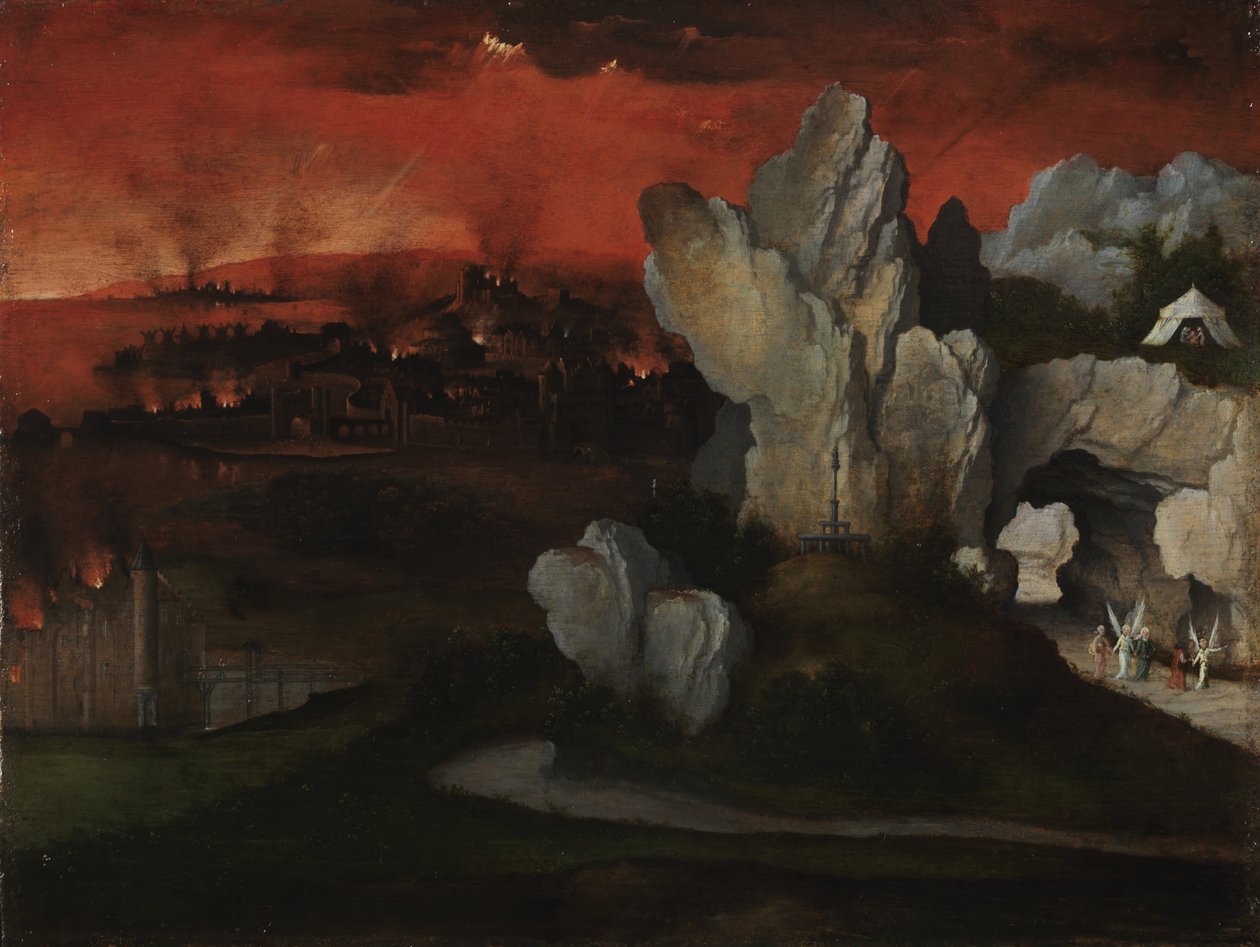 Táj Szodoma és Gomora pusztításával, c. 1520 alkotó: Joachim Patinir