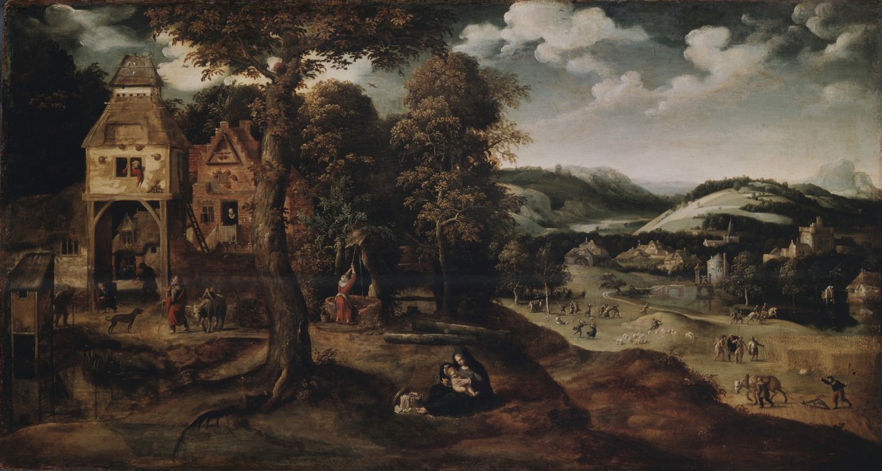 Táj az egyiptomi repüléssel, 1524 körül alkotó: Joachim Patinir