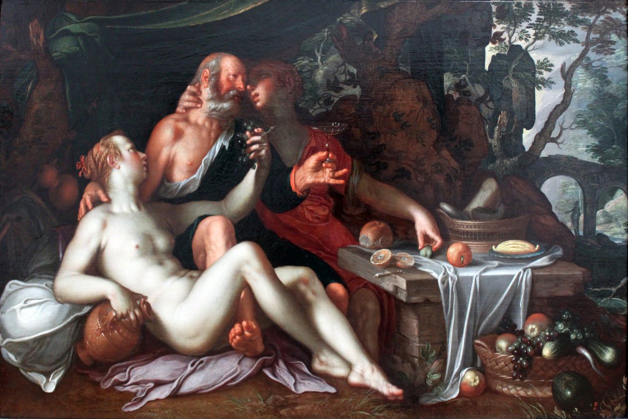 Lót és lányai alkotó: Joachim Wtewael or Utewael