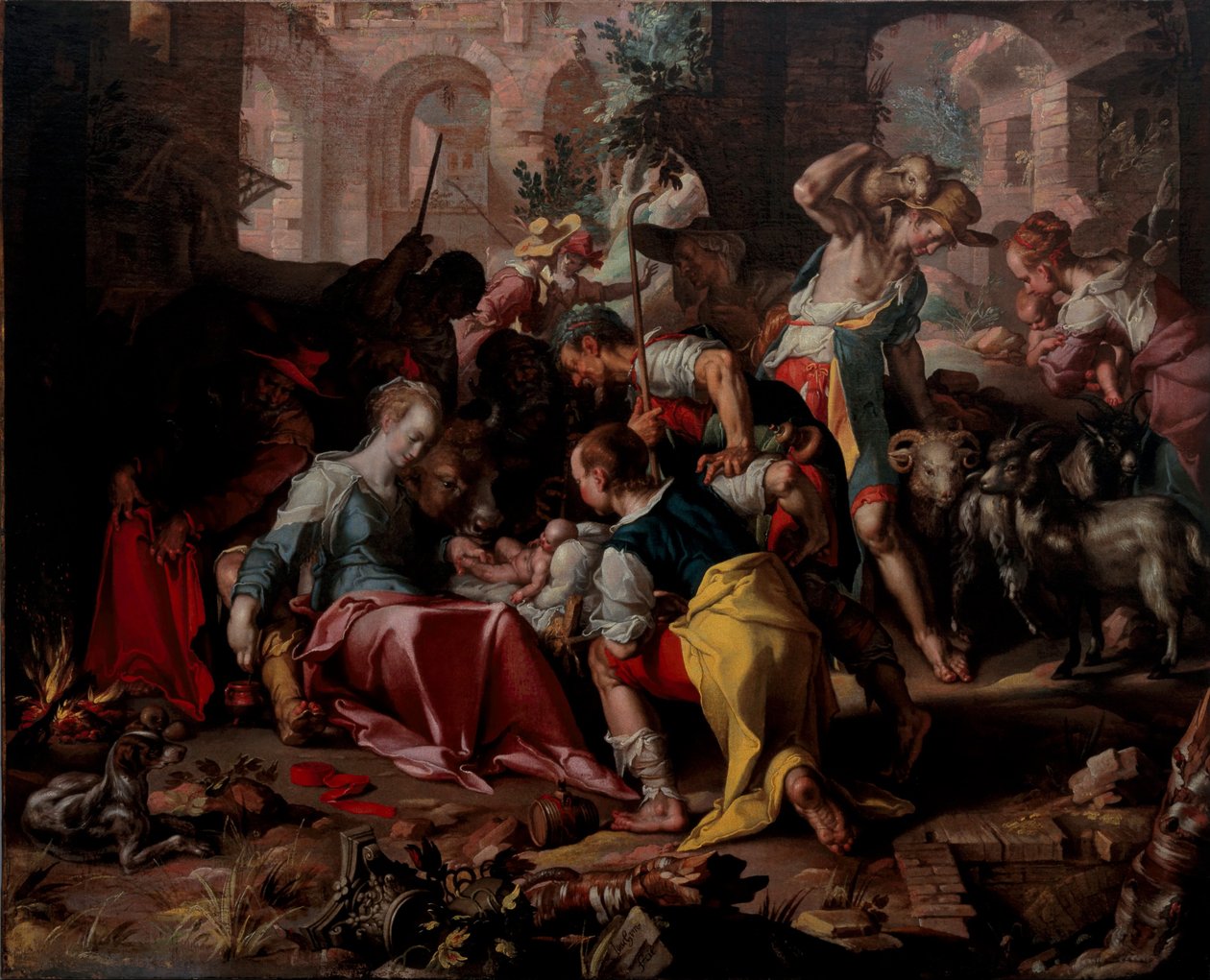 A Pásztorok imádása, 1598 alkotó: Joachim Wtewael or Utewael