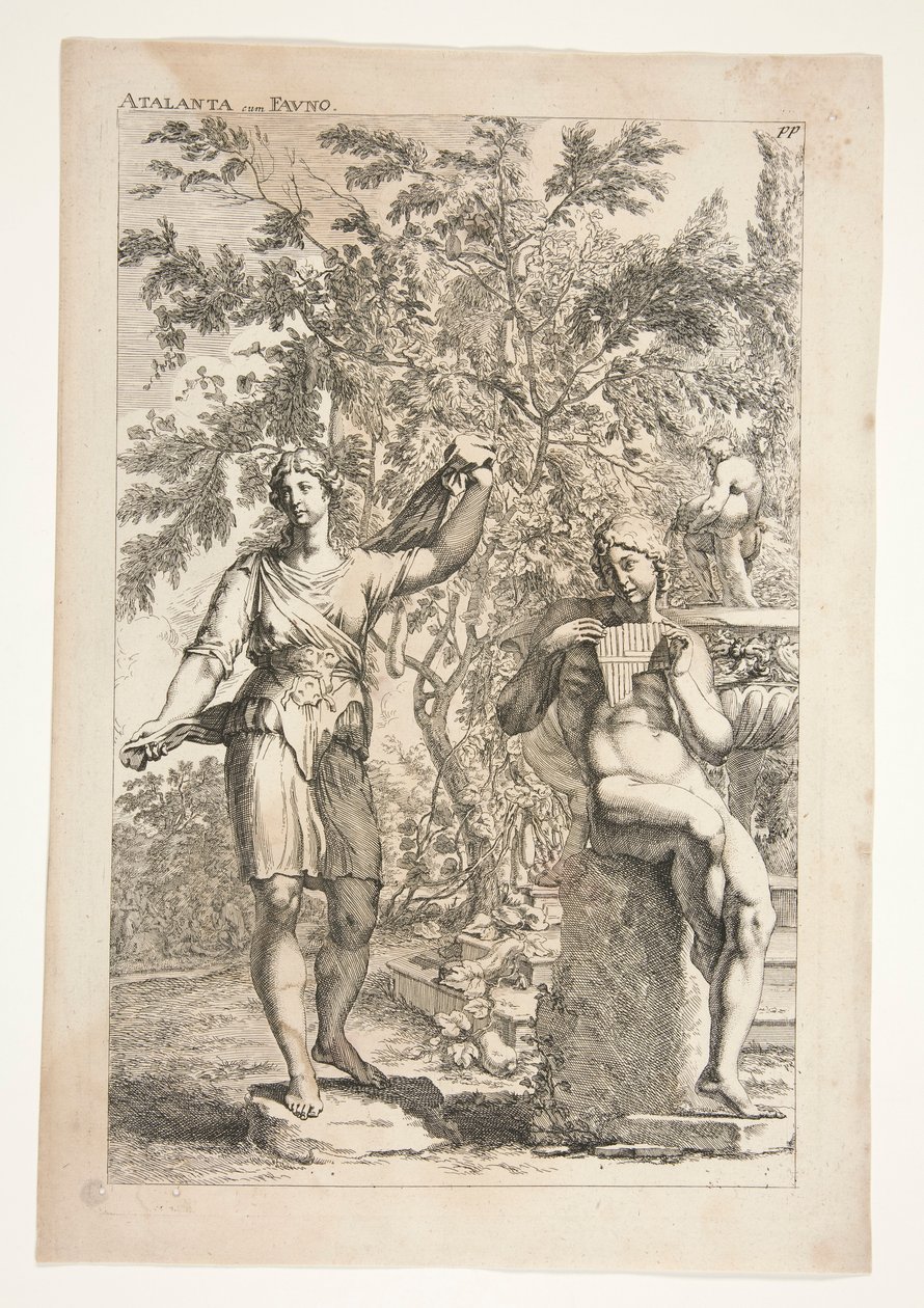 Atalanta és egy faun, az Ancient Sculptures Admired-ből alkotó: Joachim von Sandrart