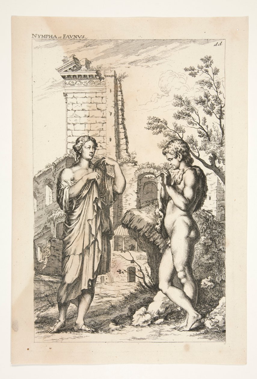 Diane de Gabies és egy faun, az Admired Ancient Sculptures c alkotó: Joachim von Sandrart