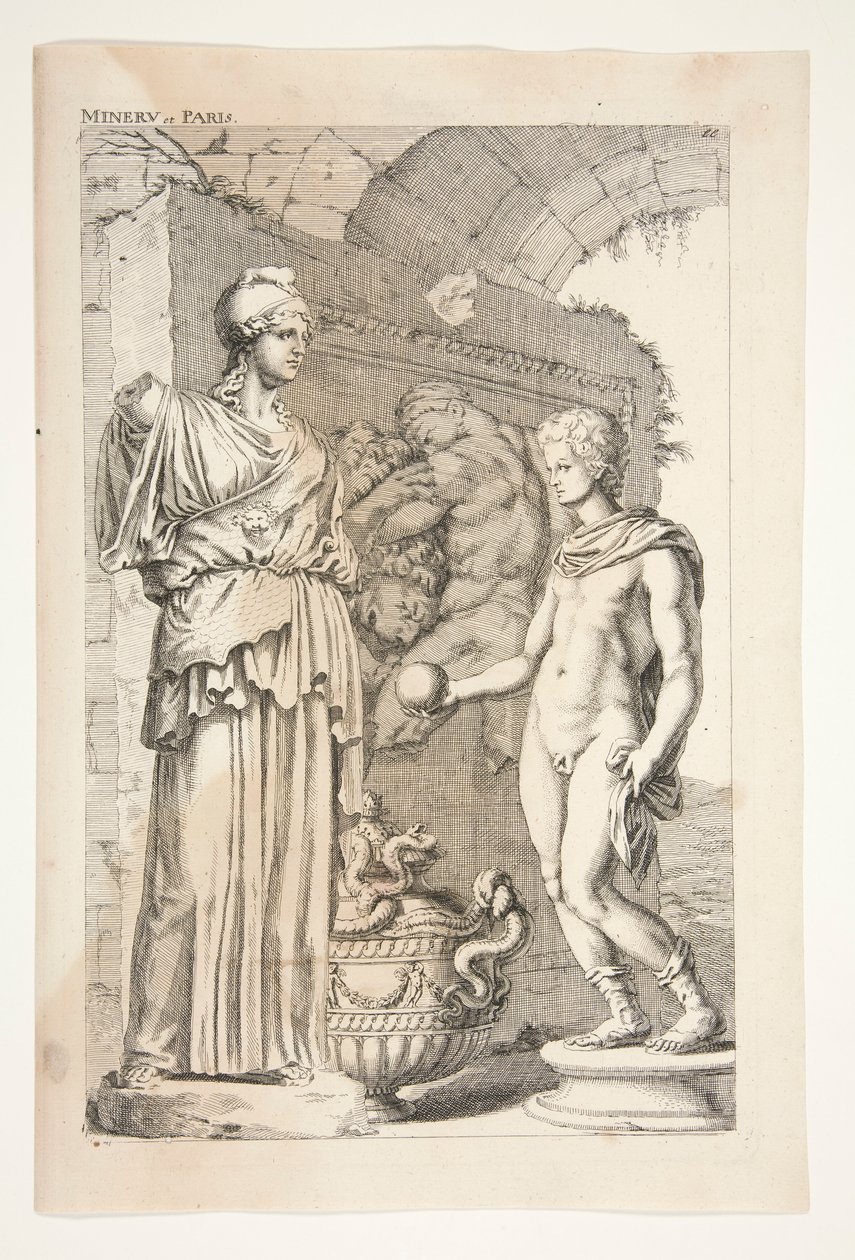 Minerva és Párizs, az Ancient Sculptures Csodálatból alkotó: Joachim von Sandrart
