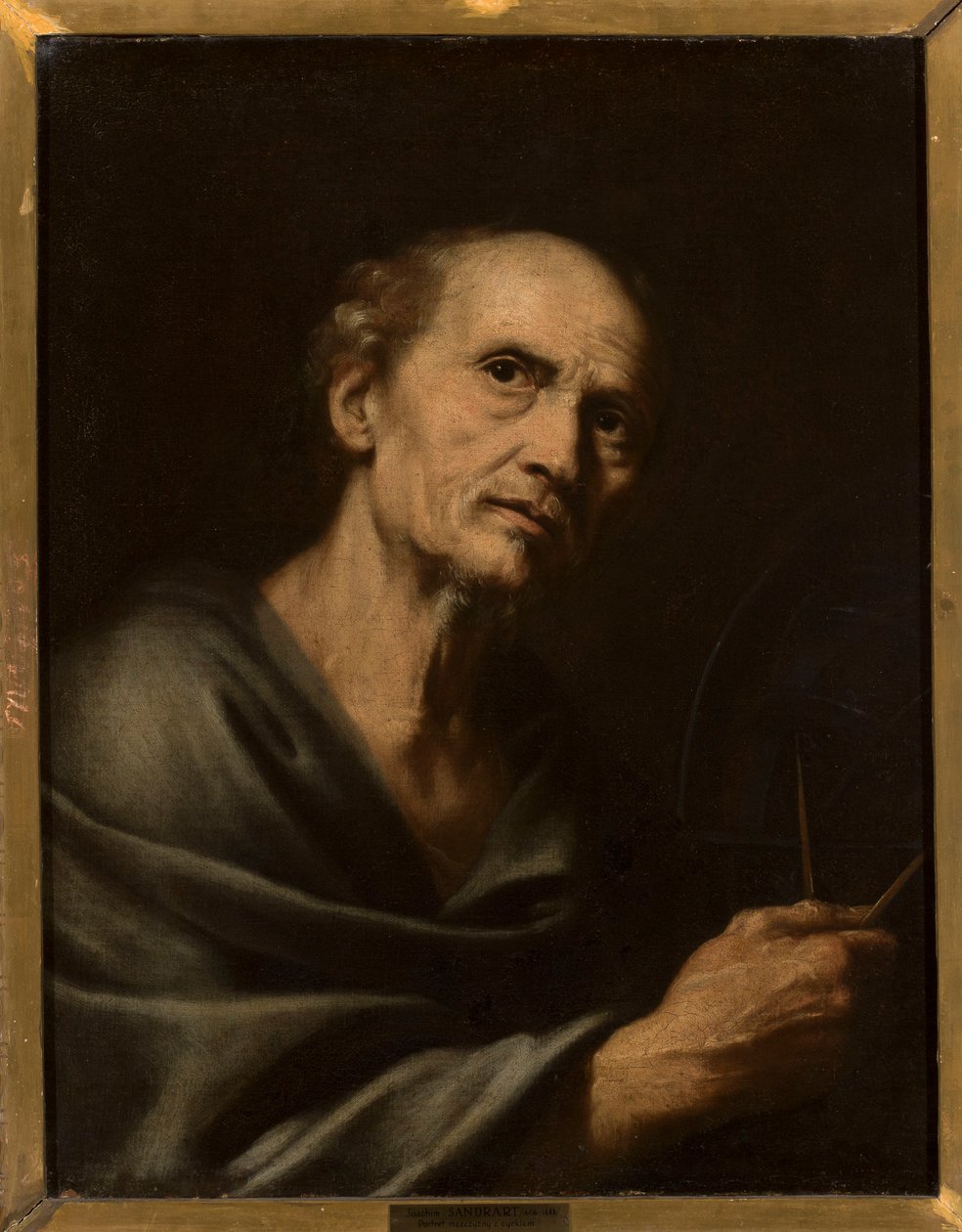 Férfi portréja körzővel alkotó: Joachim von Sandrart