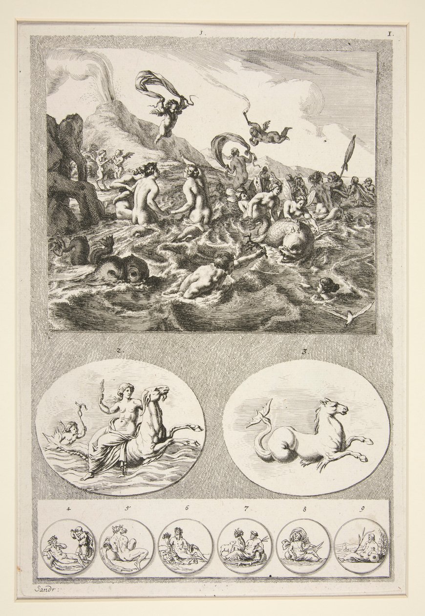 Felső fele: Nereids Sporting Alsó fele: Két dombormű és hat érme alkotó: Joachim von Sandrart