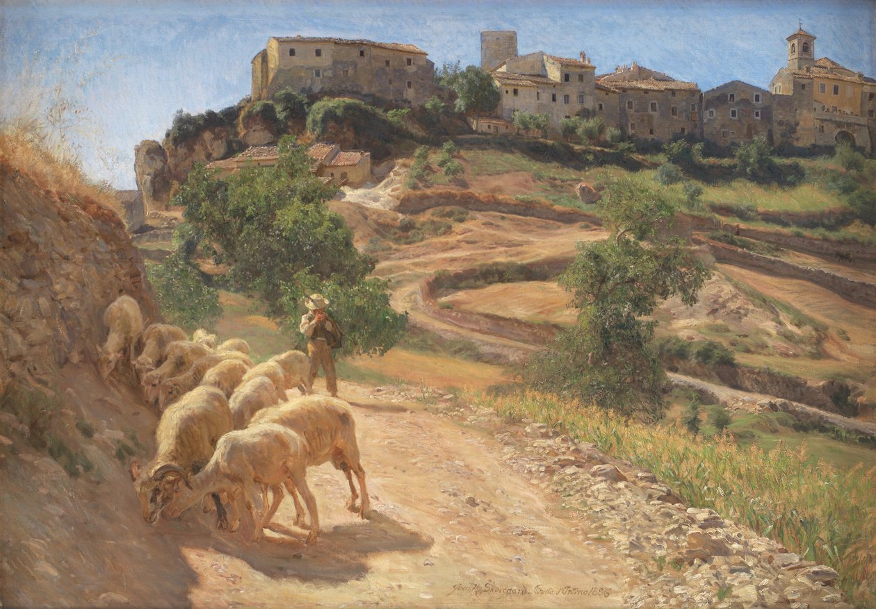 Egy pásztorfiú a juhaival Cività d