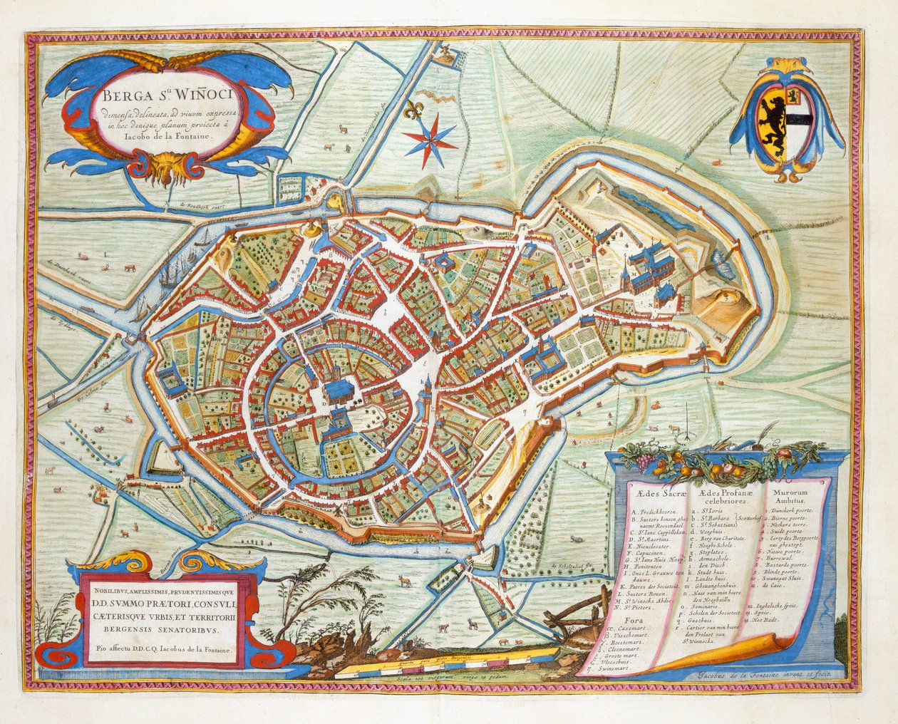 Bergen, Hollandia, 1649 (kézzel színezett metszet) alkotó: Joan Blaeu