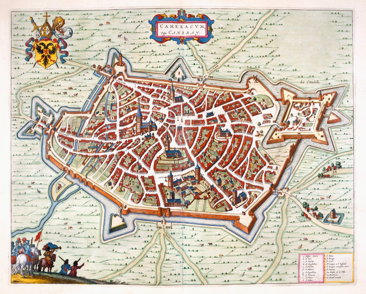 Cambrai, 1649 (kézzel színezett metszet) alkotó: Joan Blaeu