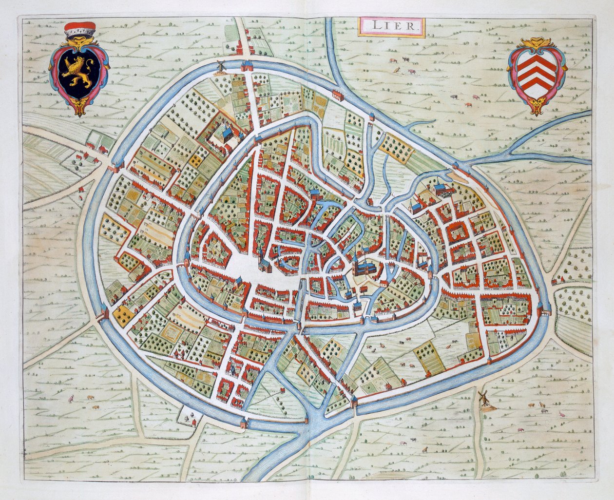 Lier, 1649 (kézzel színezett metszet) alkotó: Joan Blaeu