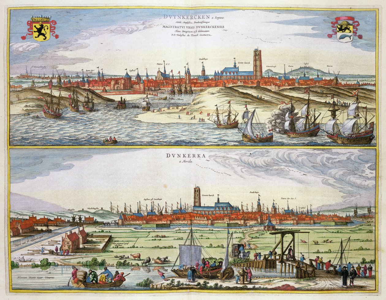 Dunkerque városa a spanyol megszállás alatt, kiadták Amszterdamban, 1649. alkotó: Joan Blaeu