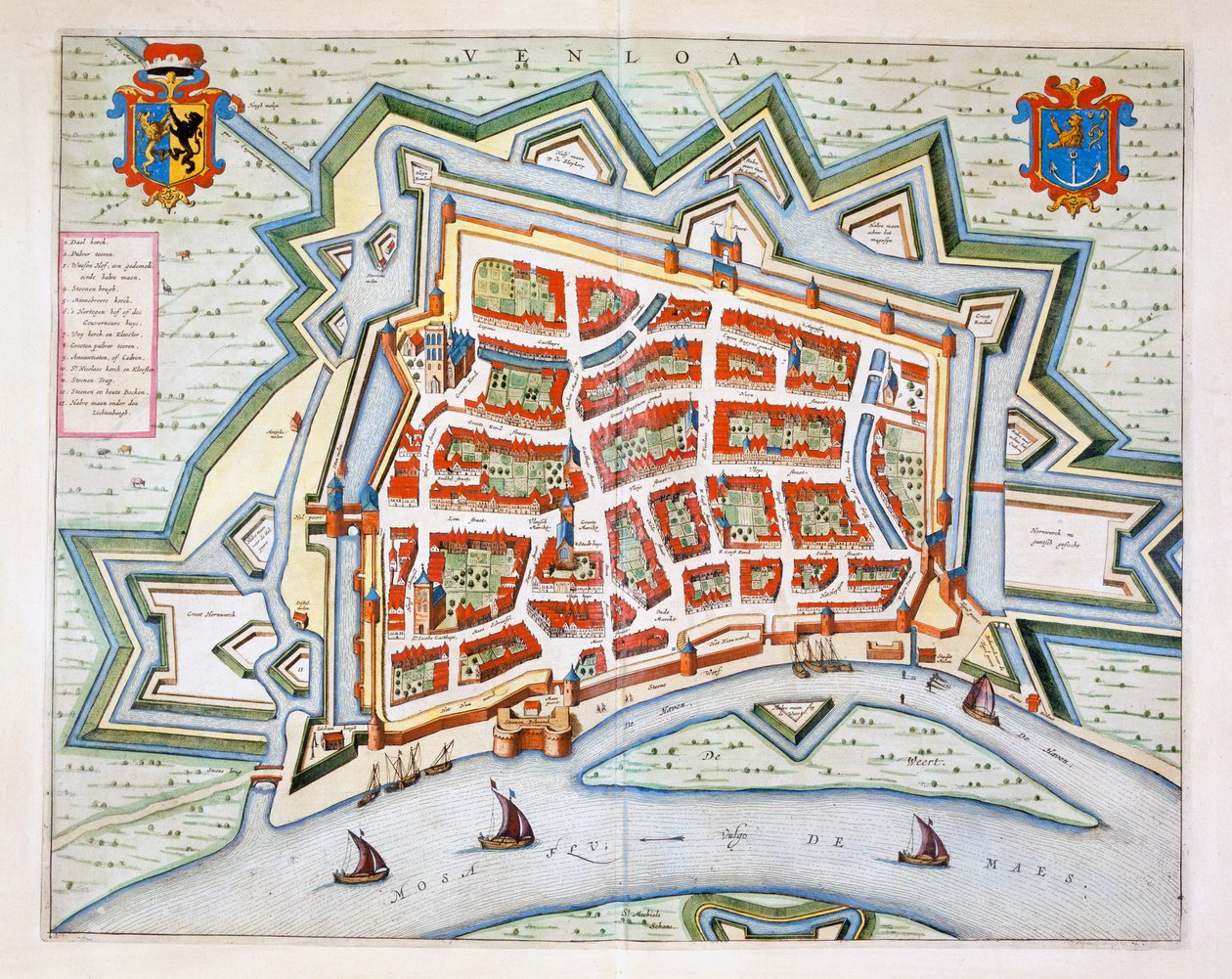 Venlo, 1649 (kézzel színezett metszet) alkotó: Joan Blaeu