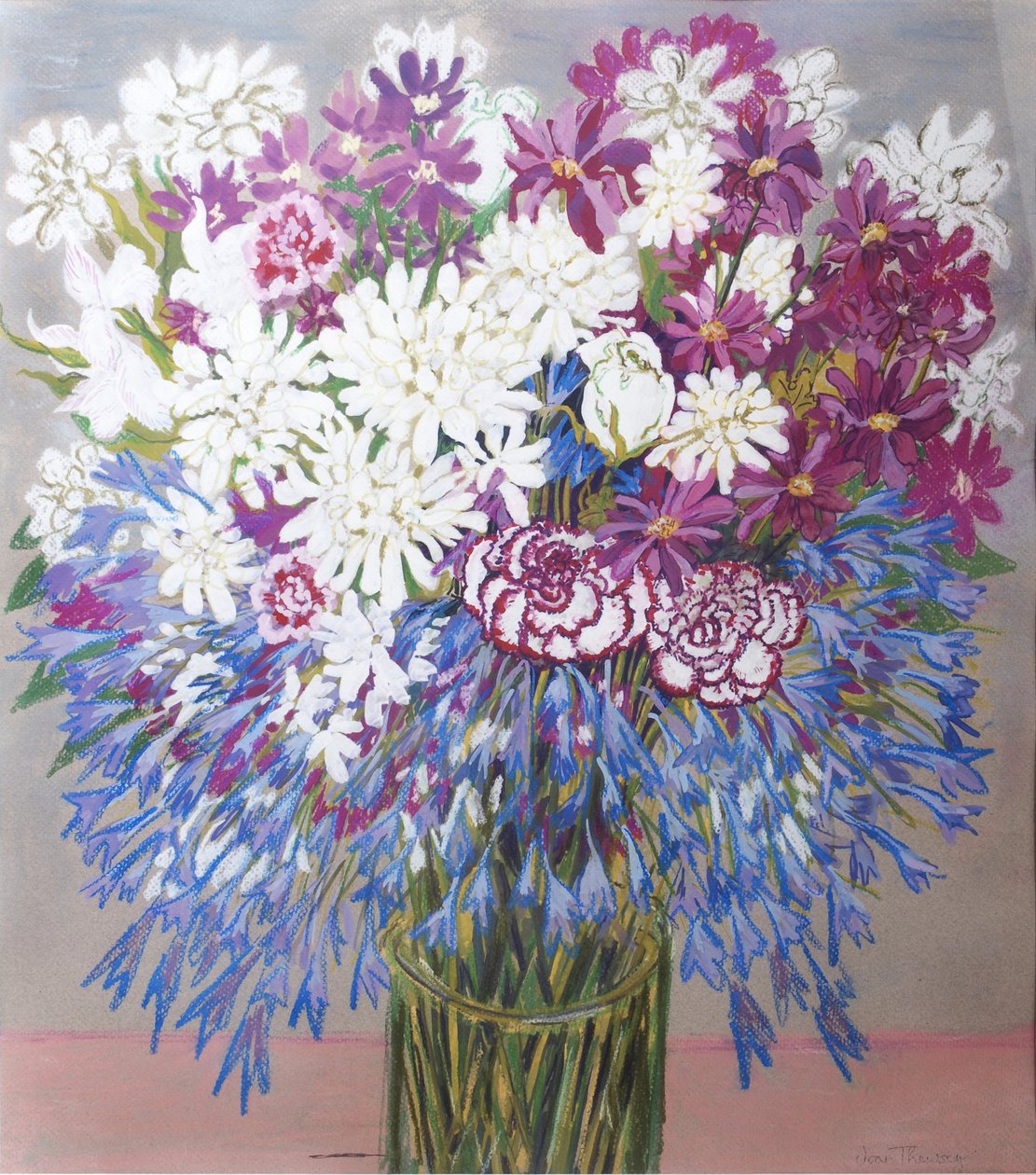 Agapantha, Krizantém és szegfű, 2012, Gouache alkotó: Joan Thewsey