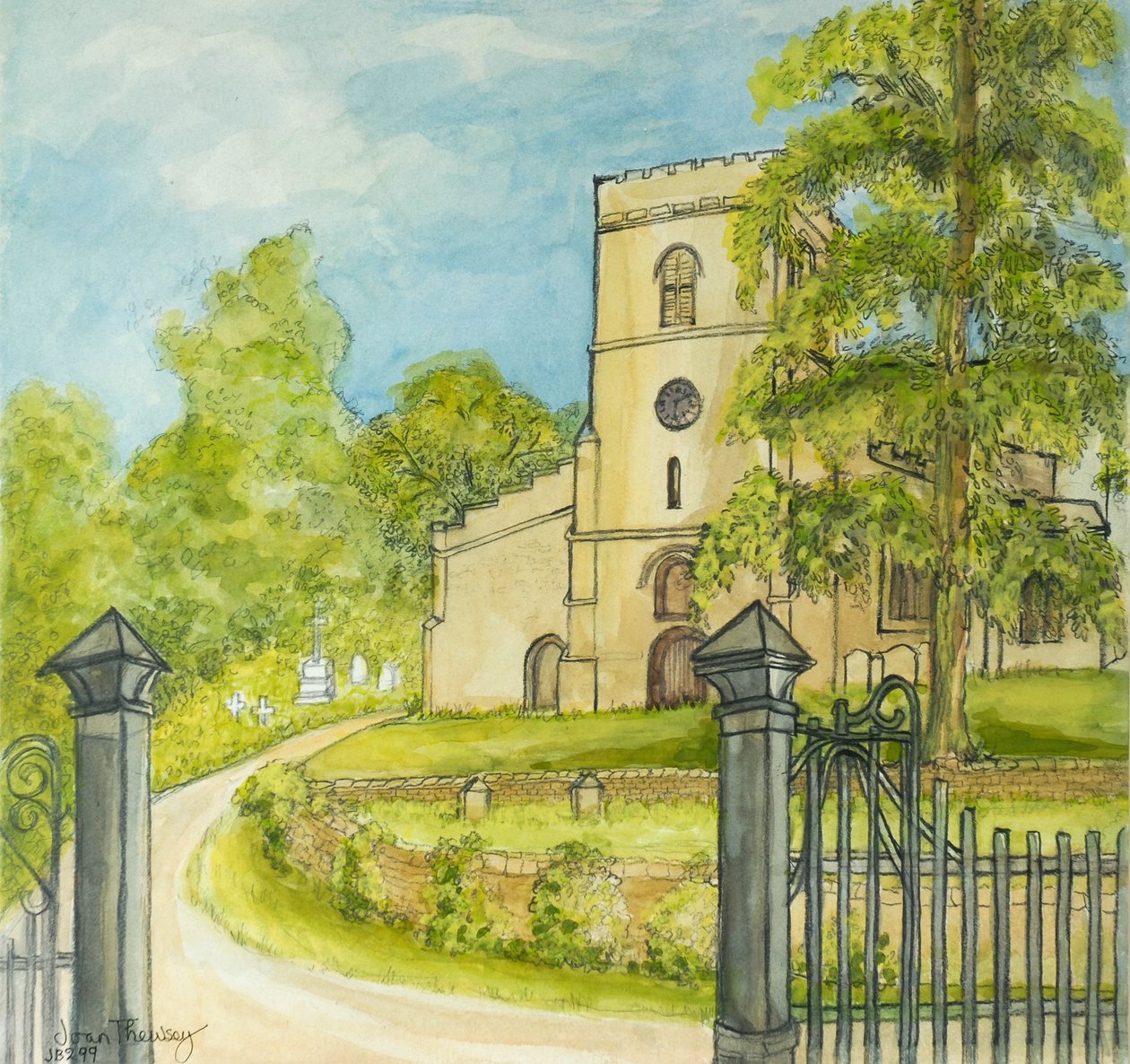 Moulton Church, 2010, ceruza vízfestékkel alkotó: Joan Thewsey