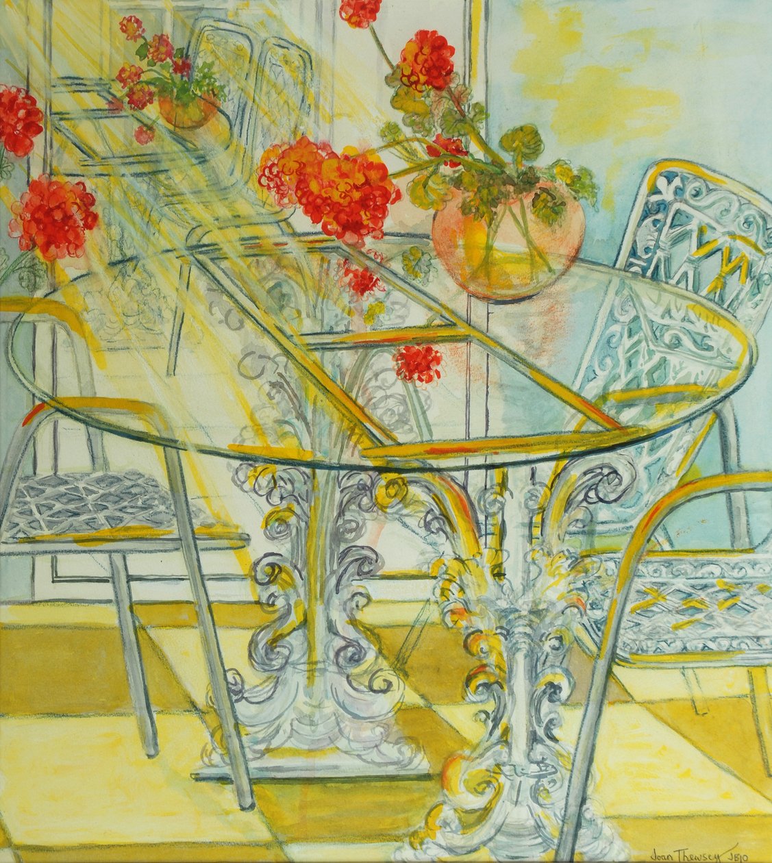 Patio Garden, Muskátlik tükröződik, 2010, akvarell alkotó: Joan Thewsey