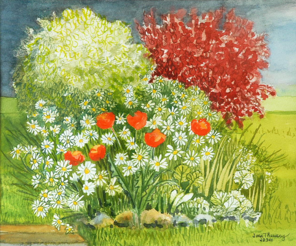 Suffolk Garden, Jön az eső, 2011, akvarell alkotó: Joan Thewsey