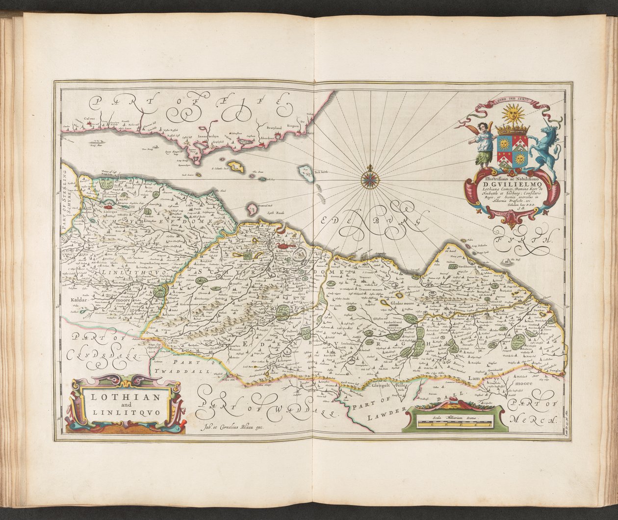 Lothian és Linlitquo, a Guilből. és Joannis Blaeu Theatrvm Orbis Terrarvm, vagy az Új Atlasz. Ötödik rész, Joan Blaeu alkotó: Joan (after) Blaeu