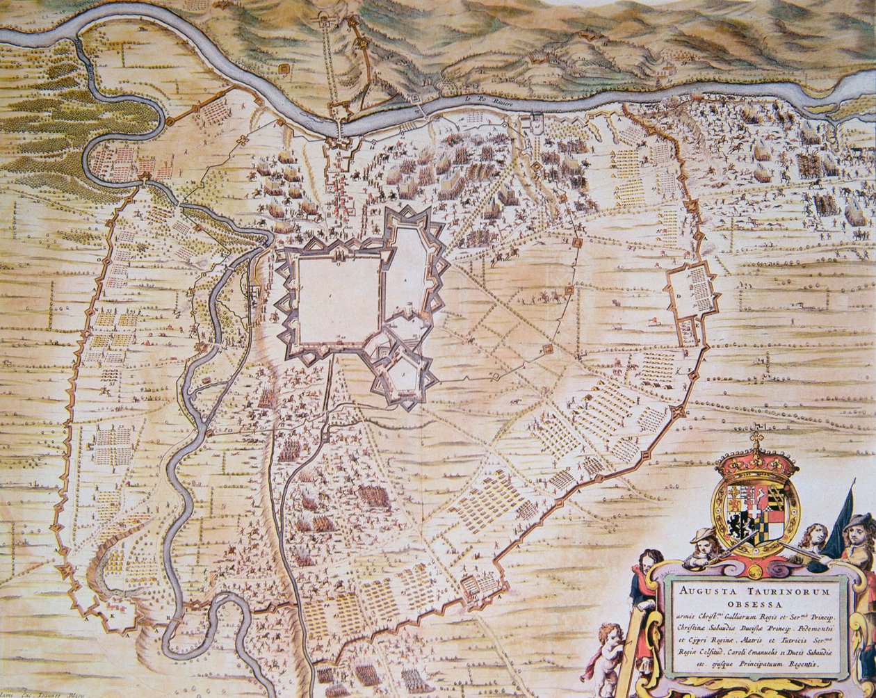 Torino fellegvárának terve az 1640-es ostrom alatt (színes litó) alkotó: Joan (after) Blaeu