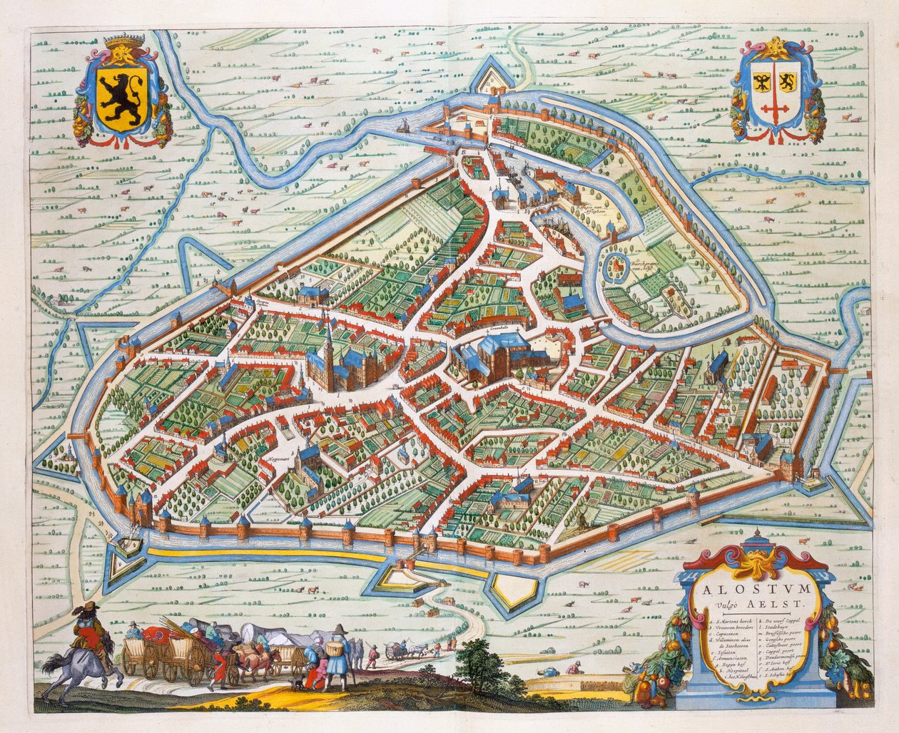 Aalst, 1649 (kézzel színezett metszet) alkotó: Joan Blaeu
