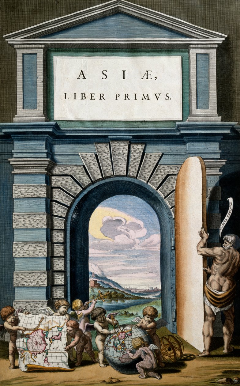 Asiae (Ázsia), I. könyv, X. kötet címlapja, Atlas Maior, Joan Blaeu (1596-1673), rézmetszet, 57,5x39 cm, Amszterdam alkotó: Joan Blaeu