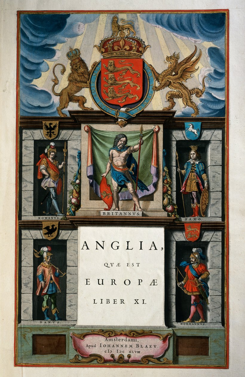 East Anglia (Anglia), XI. könyv, címlap V. kötet, Atlas maior, Joan Blaeu (1596-1673), rézmetszet, 57,5x39 cm, Amszterdam alkotó: Joan Blaeu