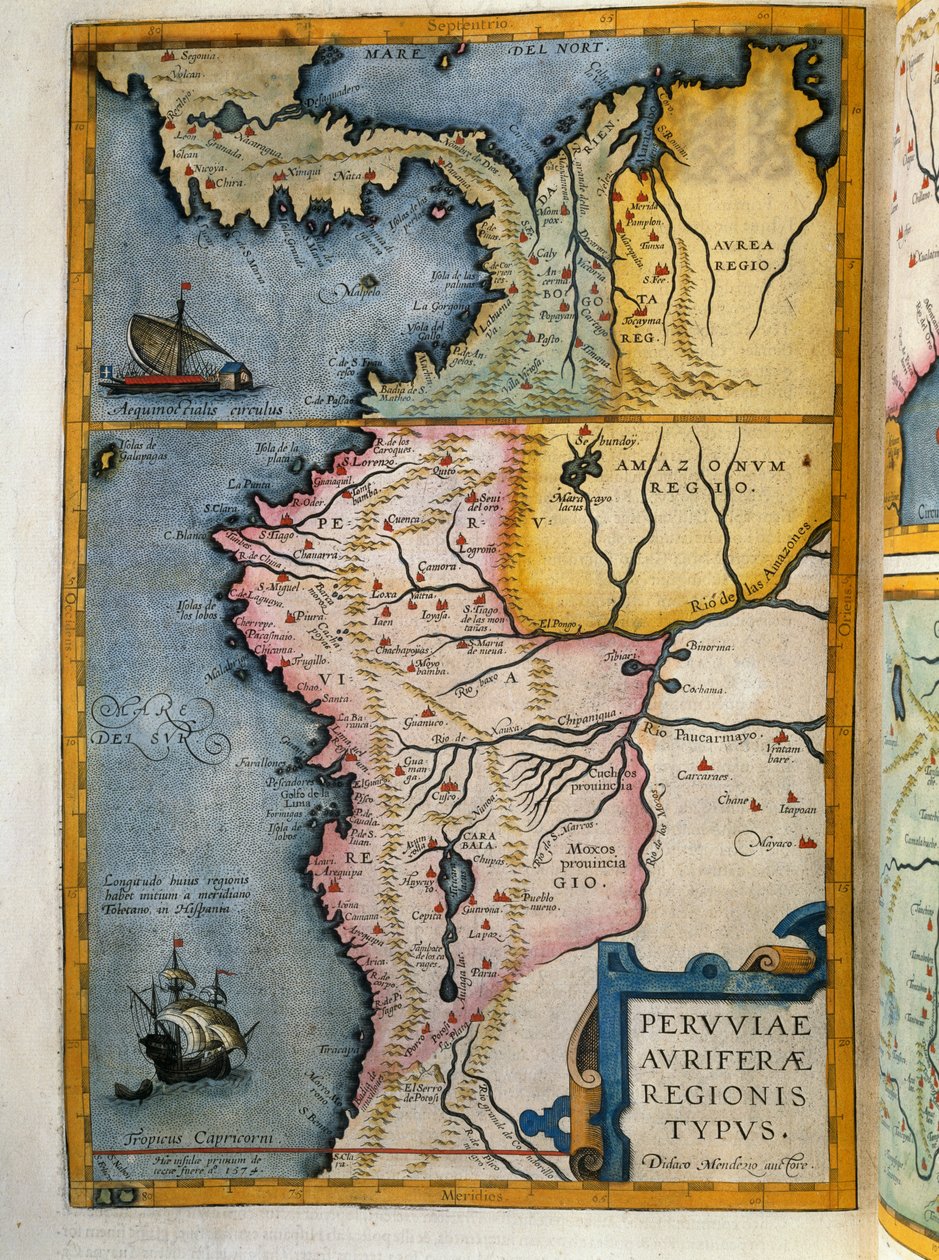 Peru aranytermő régiói, VII. kötet, Atlas Maior, Joan Blaeu (1596-1673), rézmetszet, 57,5x39 cm, Amszterdam alkotó: Joan Blaeu