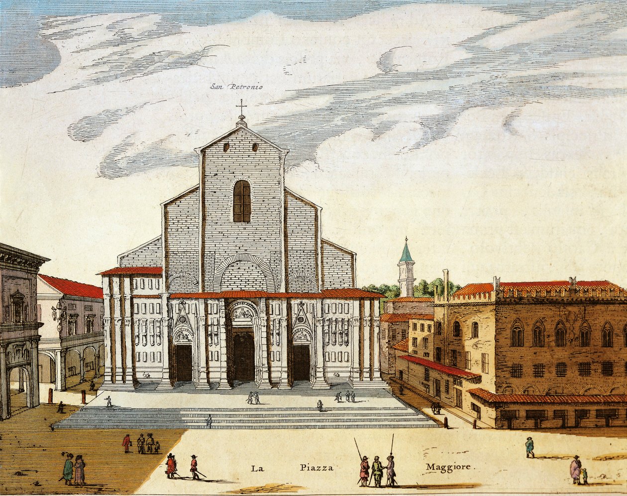 Olaszország, Bologna, velencei San Petronio katedrális, nyomtatás alkotó: Joan Blaeu