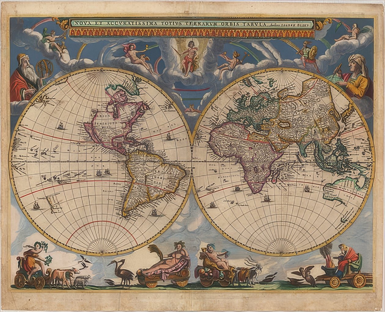 A világ térképe. Dupla félgömb. 1662-64 alkotó: Joan Blaeu