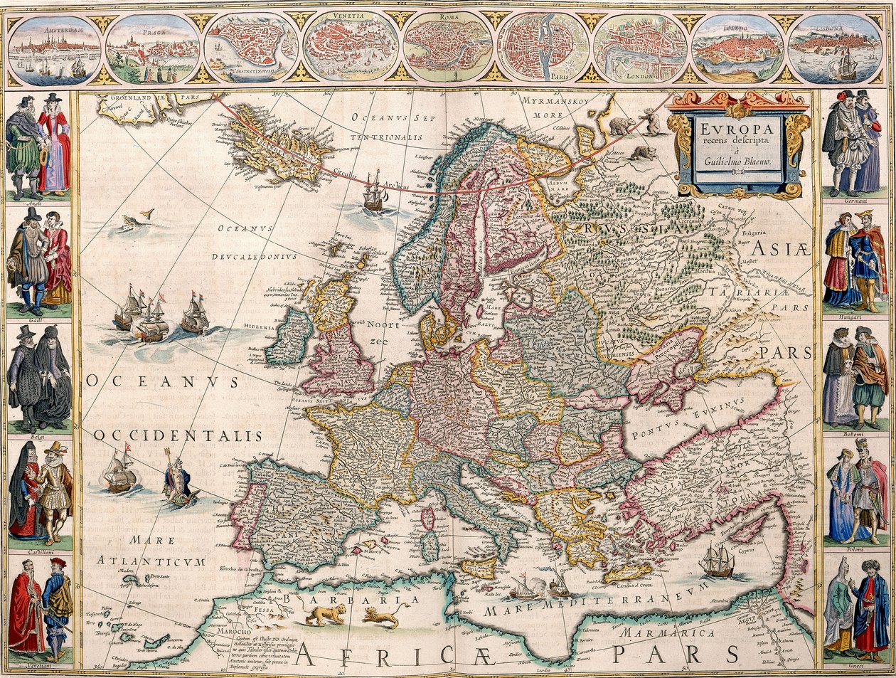 Európa térképe a Blaeu Atlasból alkotó: Joan Blaeu