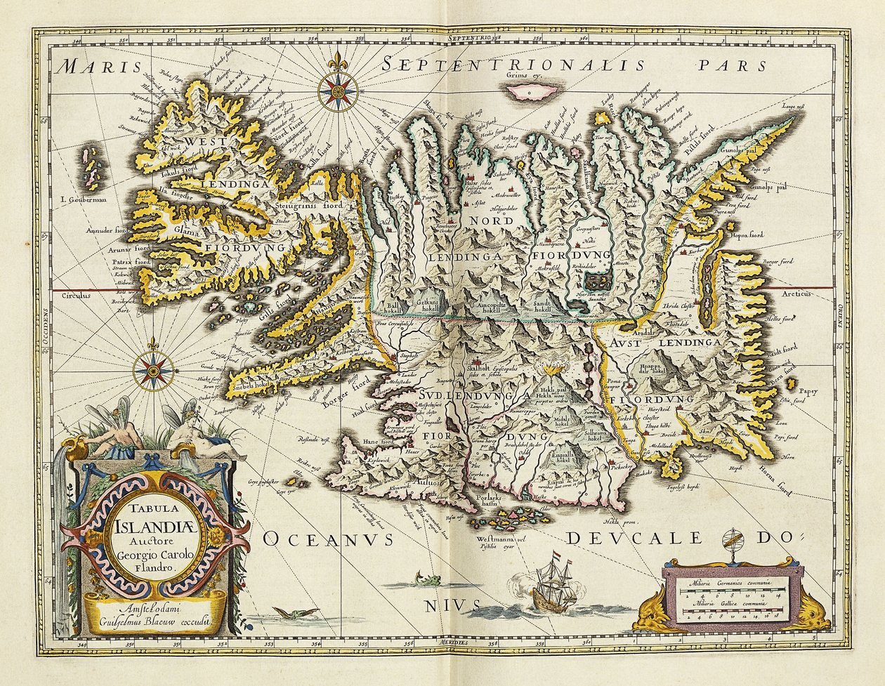 Izland térképe, "Atlas Maior Sive Cosmographia Blaviana", 1662 alkotó: Joan Blaeu