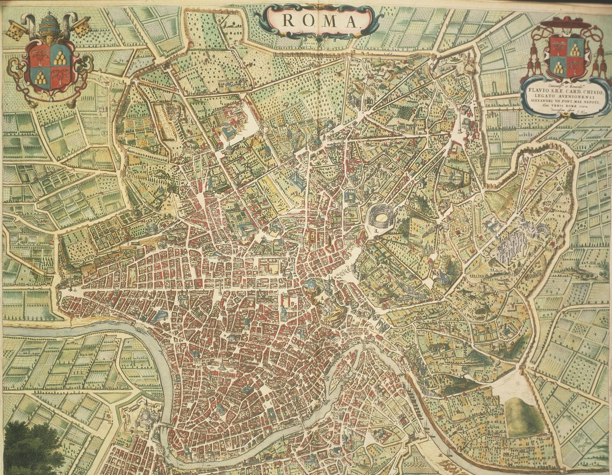 Róma térképe, Joan Blaeu olasz város színháza című metszete, Olaszországban nyomtatva alkotó: Joan Blaeu