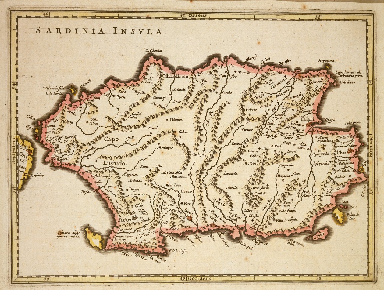 Szardínia régió térképe, Joan Blaeu alkotó: Joan Blaeu