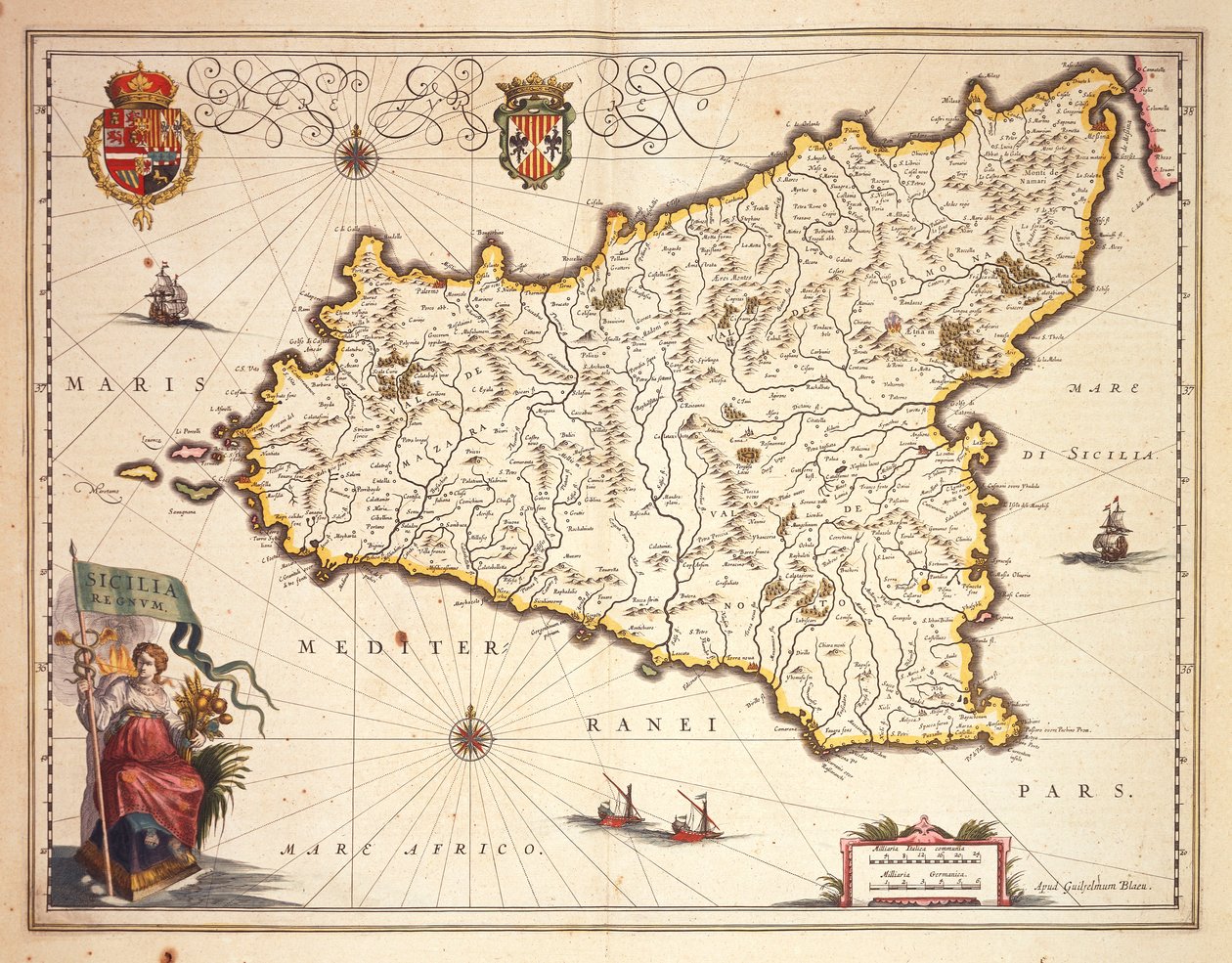 Szicília régió térképe, készítette Joan Blaeu alkotó: Joan Blaeu