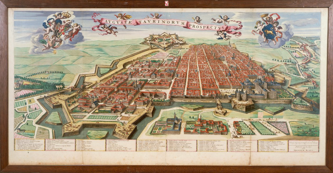 Torino térképe, Joan Blaeu a Theatrum Sabaudiae-tól, metszet alkotó: Joan Blaeu