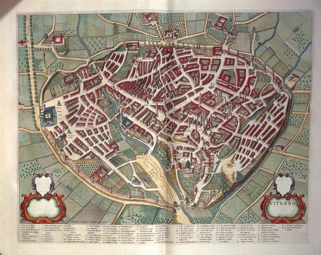 Viterbo térképe Olaszország városainak és csodáinak színházából, Joan Blaeu, metszet alkotó: Joan Blaeu
