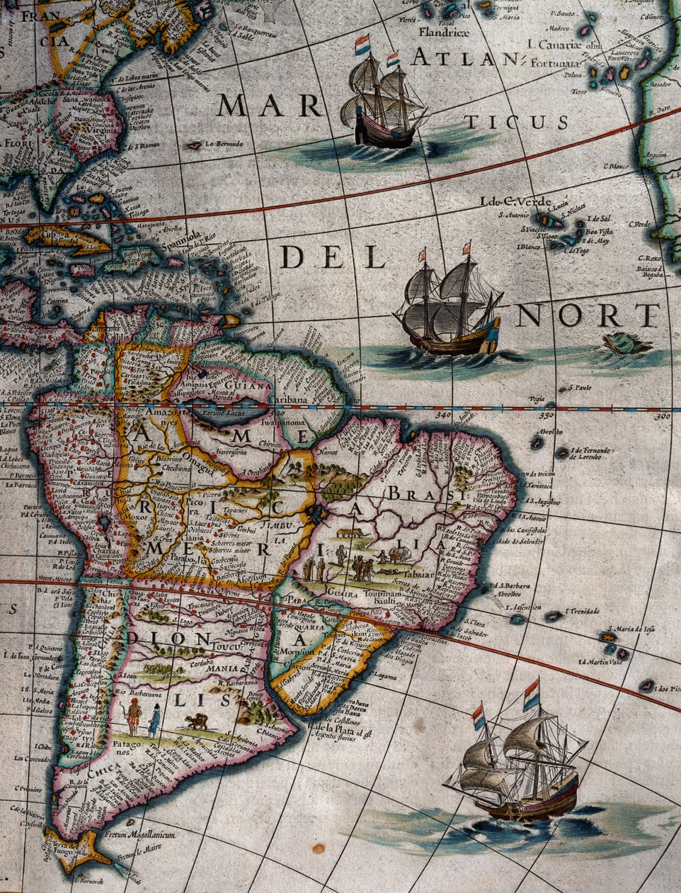 Észak-Atlanti és Dél-Amerika, XI. kötet, Atlas Maior, Joan Blaeu (1596-1673), rézmetszet, Amszterdam alkotó: Joan Blaeu