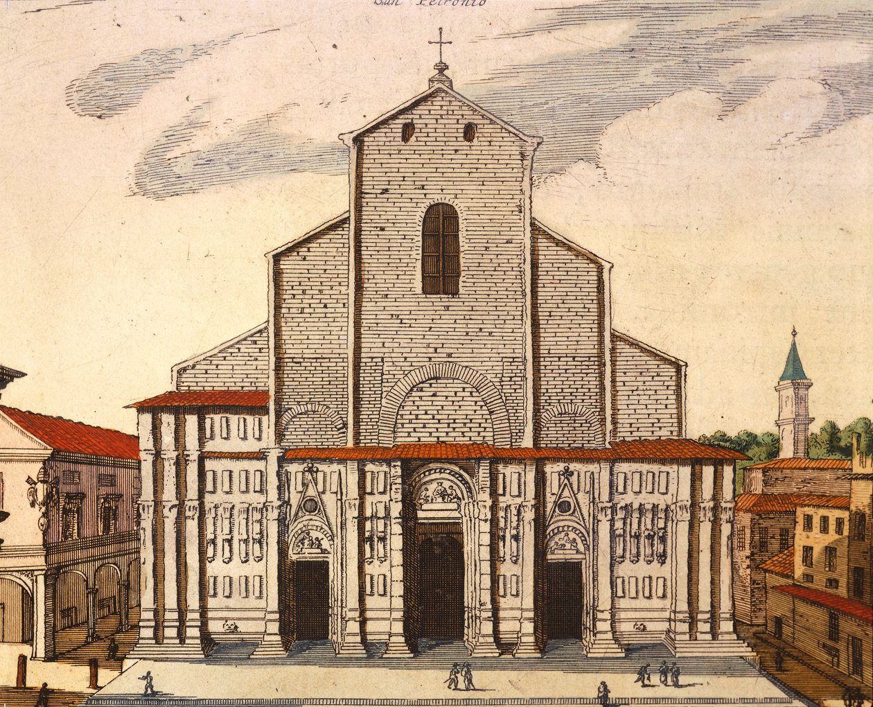 A bolognai San Petronio-bazilika, Joan Blaeu (1596-1673), nyomat a Theater of the United and Admirality of Italy, Olaszországból alkotó: Joan Blaeu
