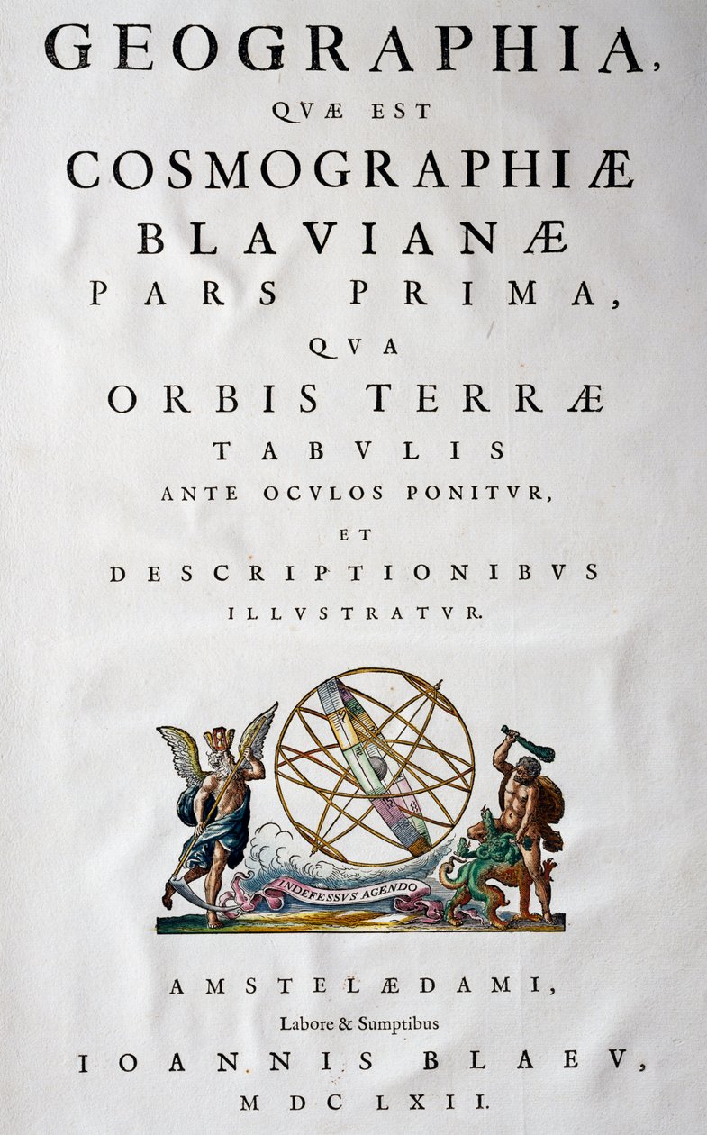 I. rész címlapja, Atlas Maior, atlasz 11 kötetben, szerző: Joan Blaeu (1596-1673), rézmetszet, 57,5x39 cm, Amszterdam alkotó: Joan Blaeu