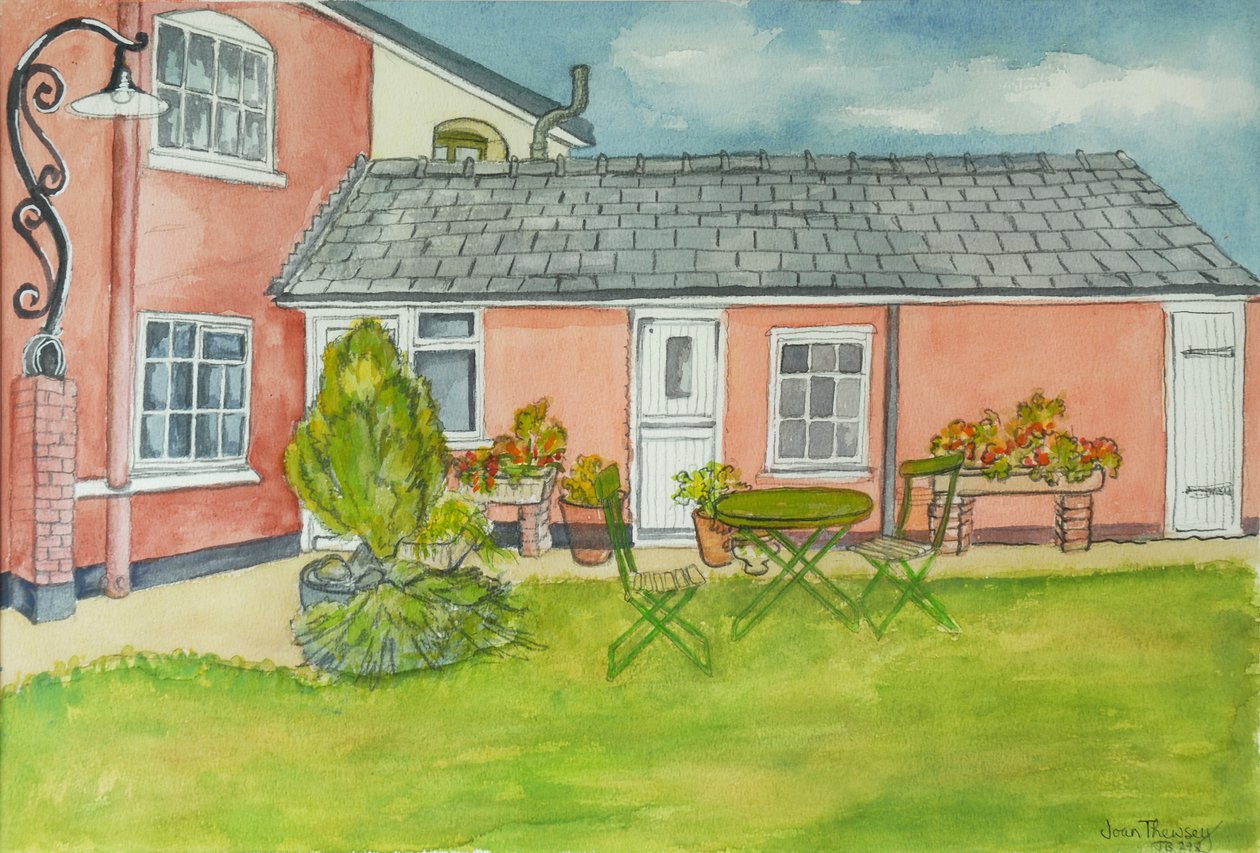 Back Garden, Red Cottage Studios, Suffolk, 2000 ceruza vízfestékkel alkotó: Joan Thewsey