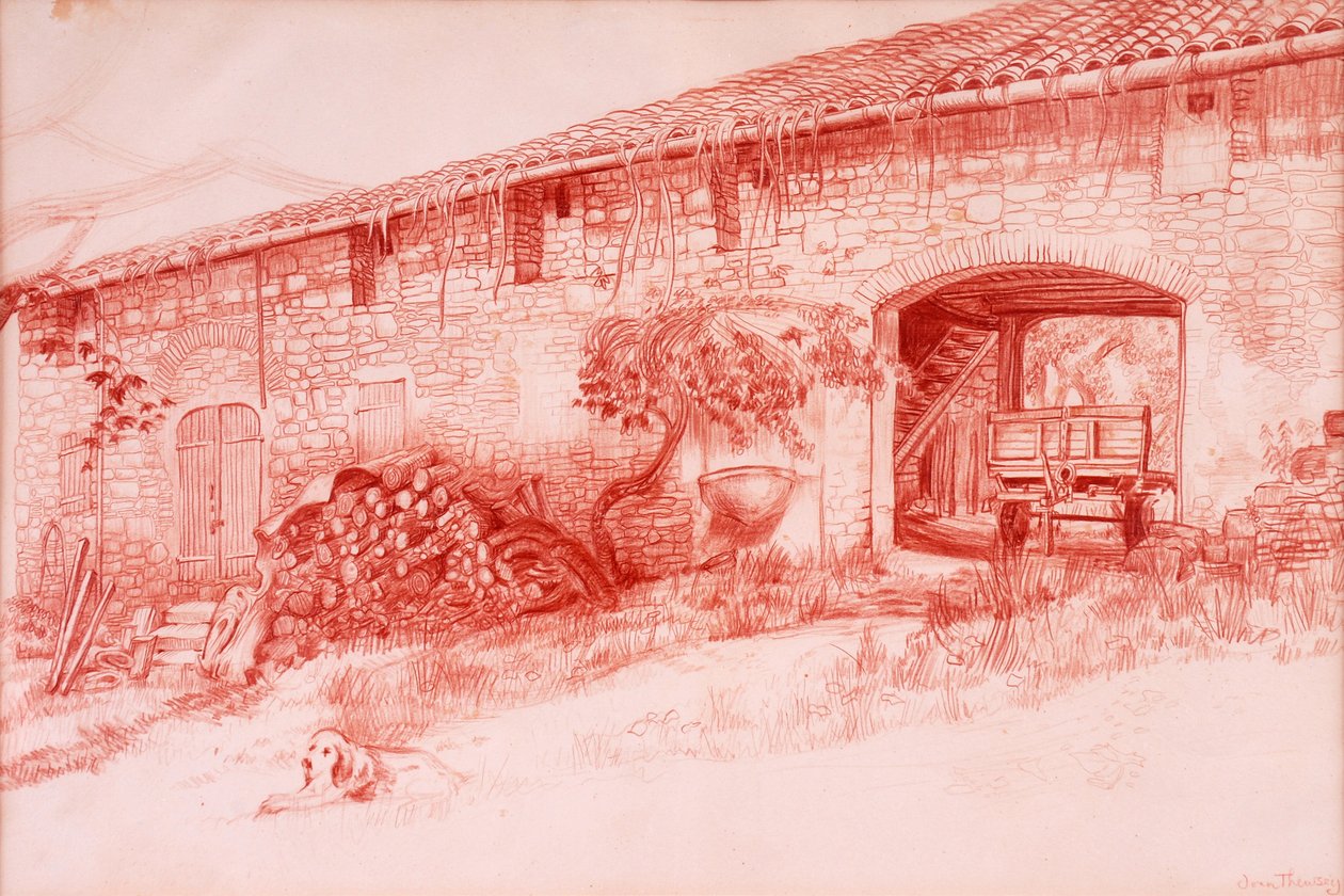 Parasztház, Provence, 2000, Terrakotta conte ceruza alkotó: Joan Thewsey