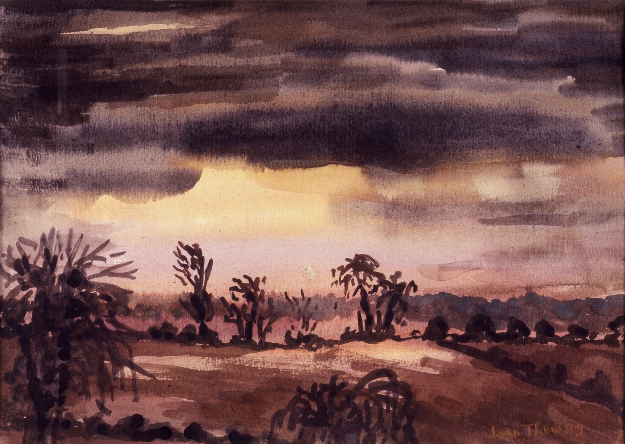 Fields in a Winter Dusk, 1992, vízszín, kézzel készített papíron alkotó: Joan Thewsey
