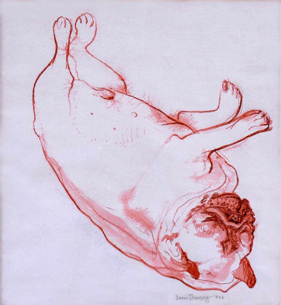Hogarth Sleeping, 2005, (tinta nedves papíron) alkotó: Joan Thewsey