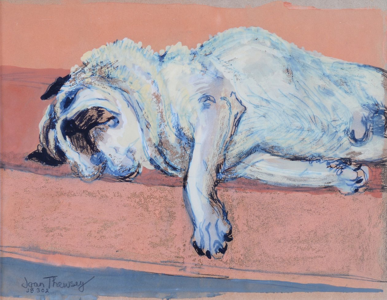 Sleeping Pug Two, 2000, (tinta és gouache) alkotó: Joan Thewsey