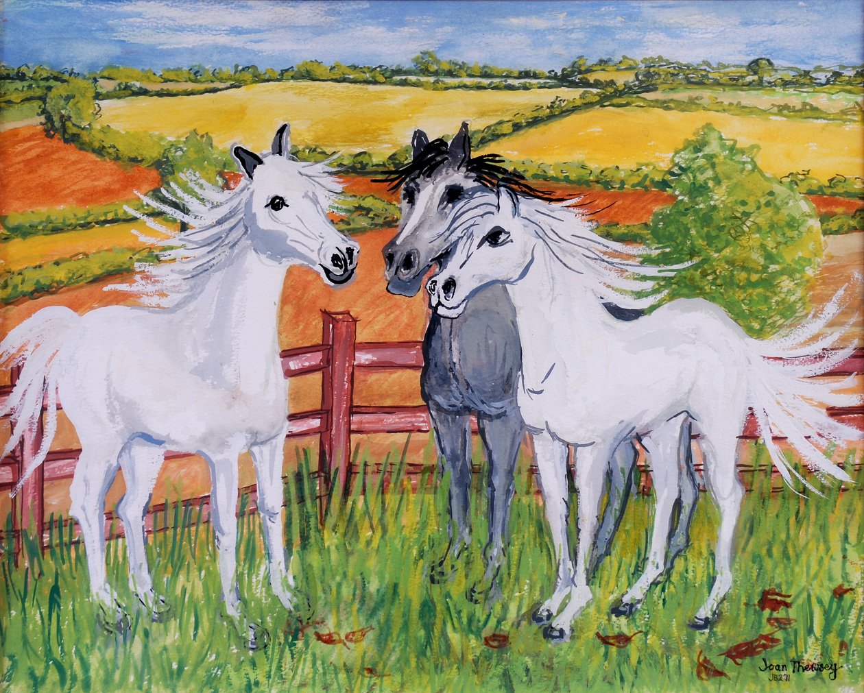 Three Frisky Horses, 2002, (guache) alkotó: Joan Thewsey