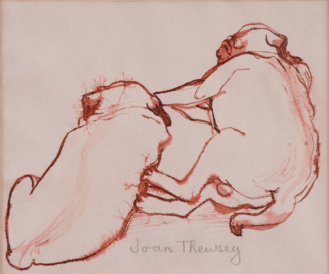 Két mopsz kölyökkutya, a testvérek, 2005, (tinta nedves papíron) alkotó: Joan Thewsey