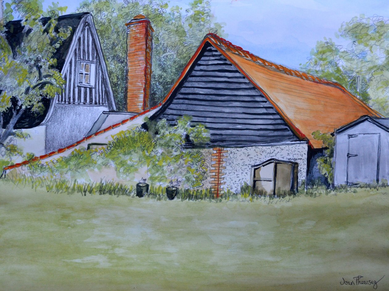 Kilátás a szomszédok kertjére, 2016 (ceruza és akvarell) alkotó: Joan Thewsey