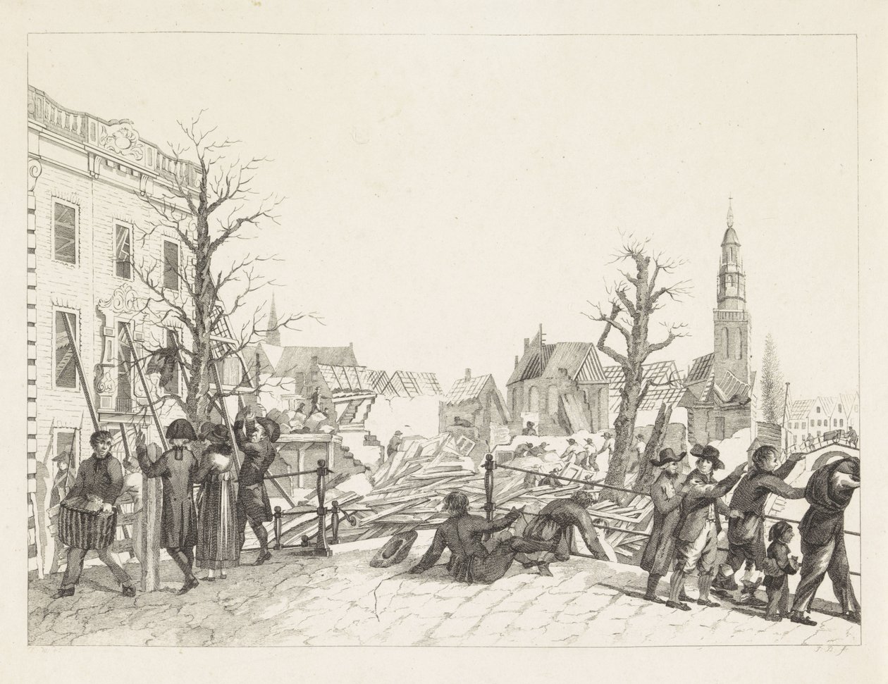 Romok Leidenben a puskaporos katasztrófa után, 1807 alkotó: Joannes Bemme