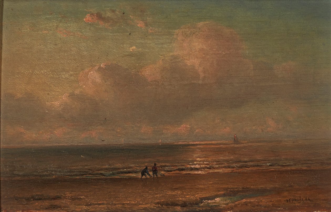 Figurák a parton alkonyatkor (olaj a panelen) alkotó: Joannes Frederick Schutz
