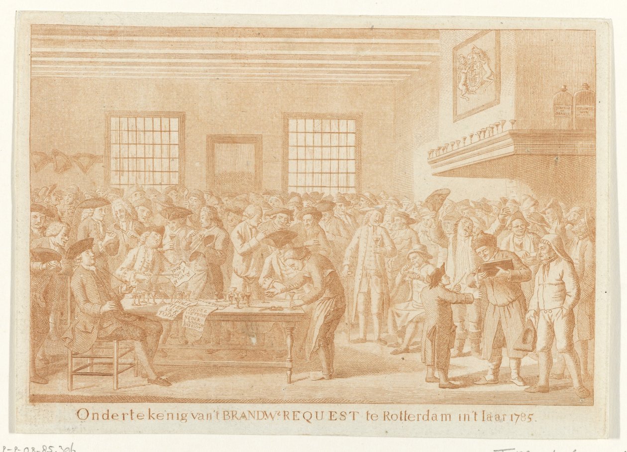 A Brandewijn-kérelem aláírása Rotterdamban, 1785 A márka aláírása.W. Kérés Rotterdamban in 