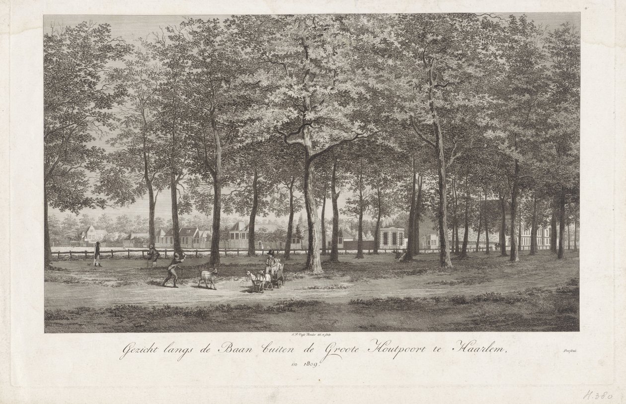 Kilátás a Baanra Haarlemben A Baan a Groot Houtpoort mellett, Haarlemben 1809-ben (cím az objektumon) alkotó: Joannes Pieter Visser Bender